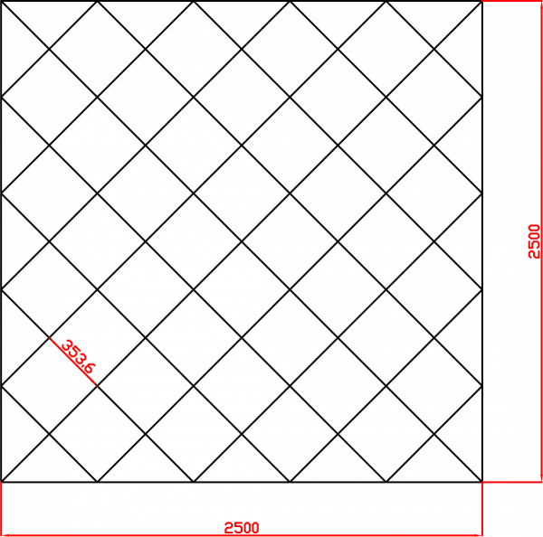 Lustro Glamour 2500mm x 2500mm faza 12mm
