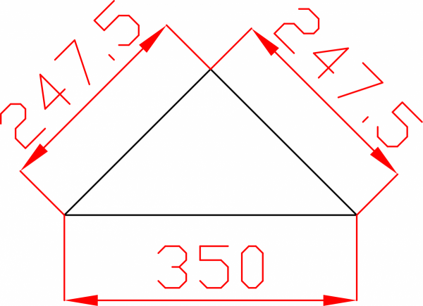 Płytka fazowana lustro srebrne trójkąt 247,5mm x 247,5mm (przekątna 350mm)