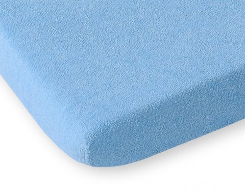 Przescieradło frotte do łóżeczka 120x60cm- niebieskie