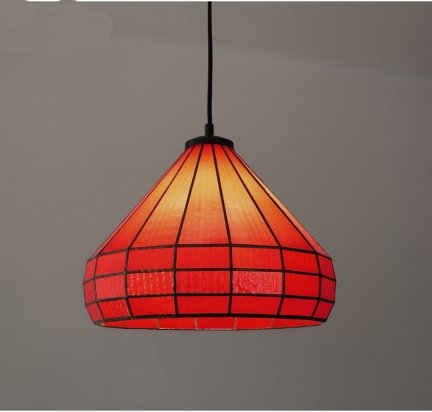Lampa witrażowa wisząca ArtDec F3 Ø30 czerwień