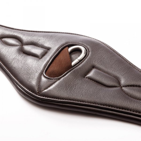 Popręg Anatomiczny długi miękki skórzany &quot;KAVALKADE Comfort&quot; - bez gum - brązowy
