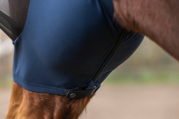 Maska przeciwowadowa dla konia FinoStretch Zipper, niebieski, Covalliero