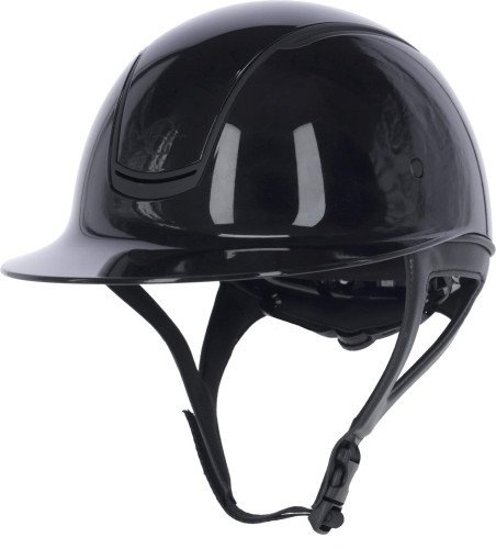 Kask Jeździecki z szerokim daszkiem Covalliero Eclipse Polo Shiny - czarny