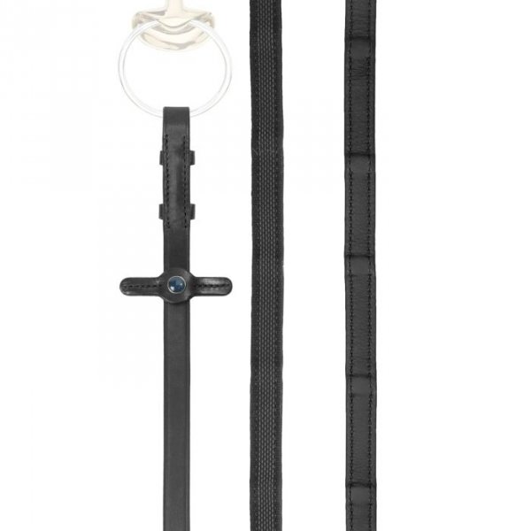Wodze Dwustronne skórzane Stubben NT Extra Grip 9 stoperów hooks - czarne