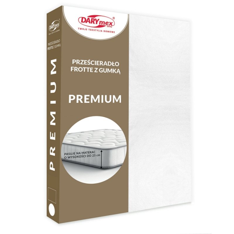 Prześcieradło Frotte PREMIUM na wysoki materac 220x200 na gumkę wz. 001 biały