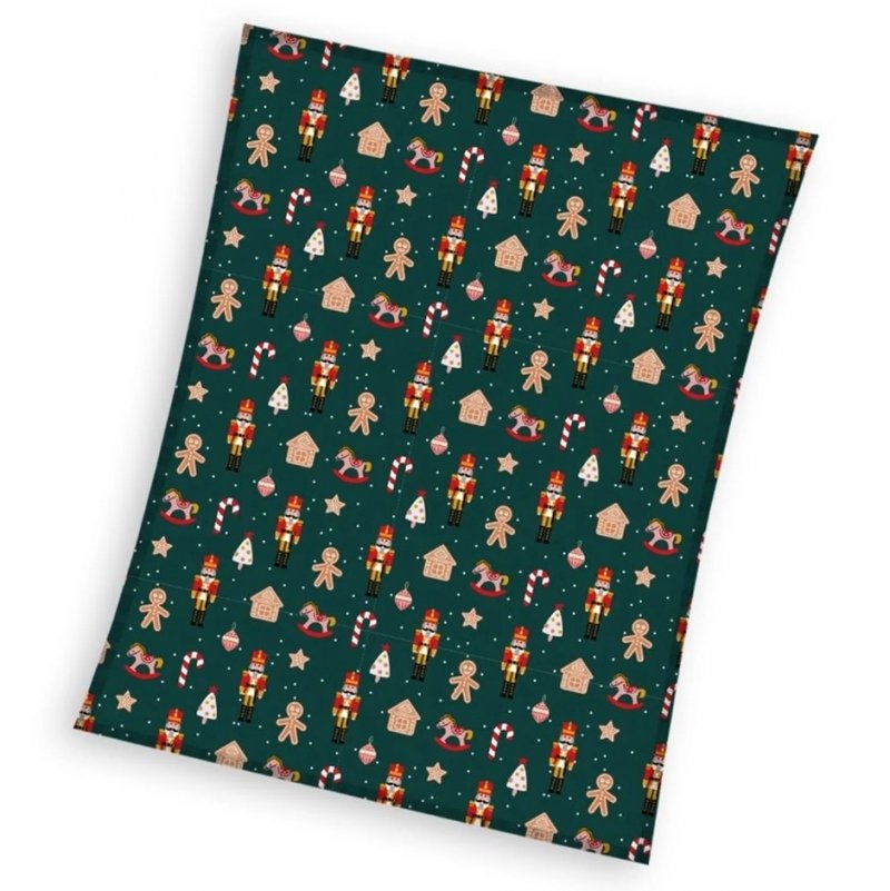 Koc z mikrofibry CORAL 150x200 wz. CHRISTMAS PIERNIKI ZIELONY