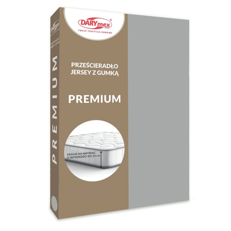 Prześcieradło Jersey PREMIUM na wysoki materac 220x200 na gumkę wz. 024 popiel