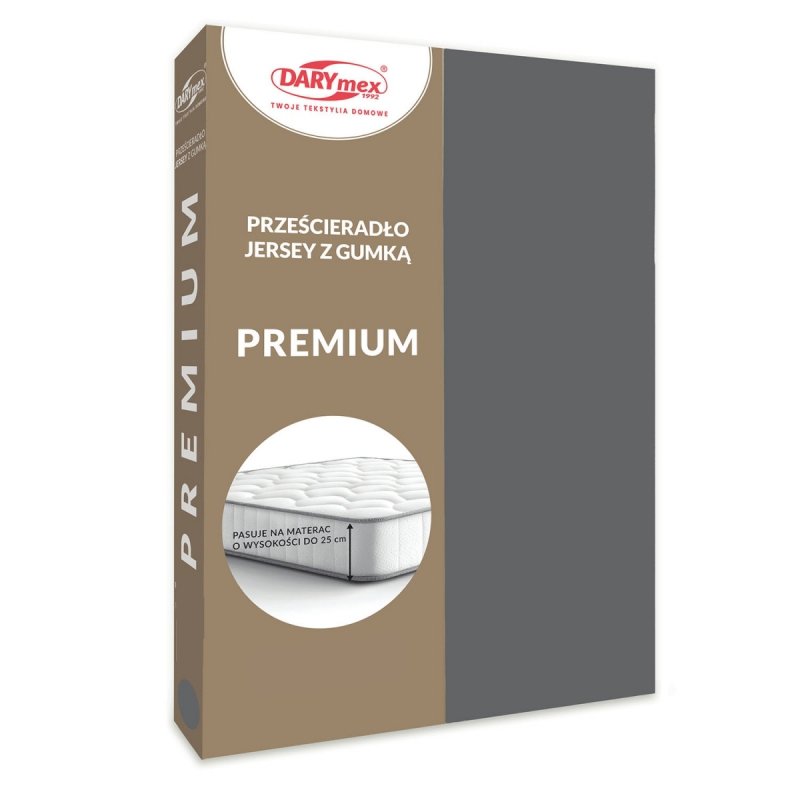 Prześcieradło Jersey PREMIUM na wysoki materac 140x200 na gumkę wz. 037 szary
