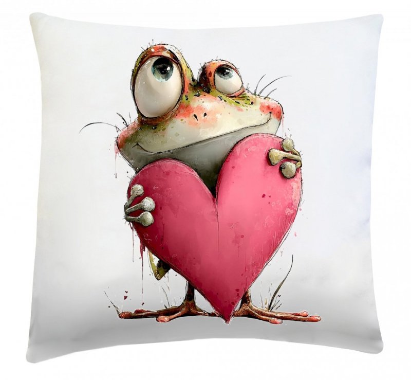 Poduszka na Walentynki 40x40 wz. w63 Żaba z sercem