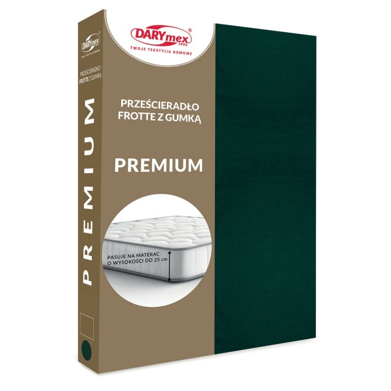Prześcieradło Frotte PREMIUM na wysoki materac 140x200 na gumkę wz. 036 zieleń butelkowa