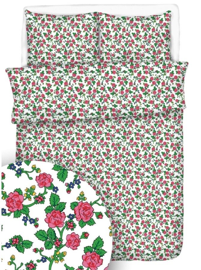 Poszewka 40x40 - KORA PREMIUM bawełniana wz. Różyczki góralskie 