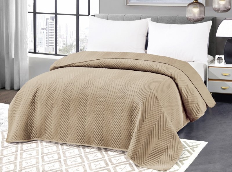 Miękka narzuta pikowana 100% mikrofibra 200x220 wz. NNW-2725 latte
