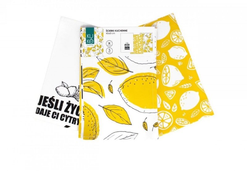 ŚCIERKA KPL. 3 SZT 40X60 KUKE 100% bawełna wz. 001 CYTRYNY