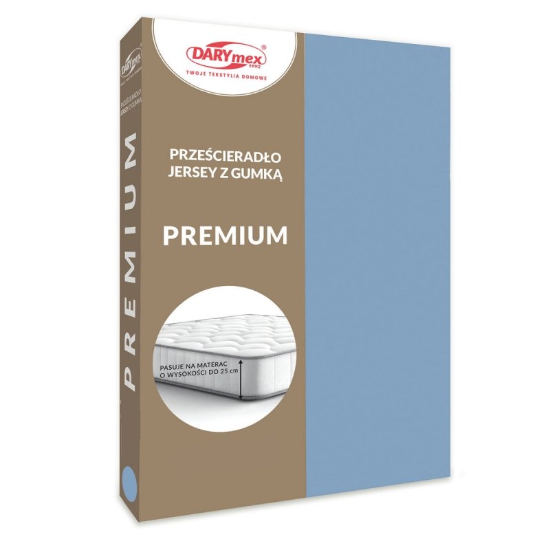 Prześcieradło Jersey PREMIUM na wysoki materac 180x200 na gumkę wz. 009 niebieski