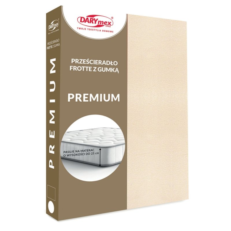 Prześcieradło Frotte PREMIUM na wysoki materac 220x200 na gumkę wz. 047 jasny beż