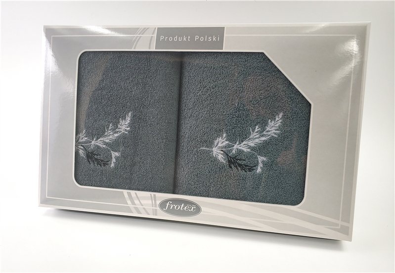 Komplet ręczników GRENO GIFT 70x140 + 50x100 100% bawełna wz. 1 c. popiel
