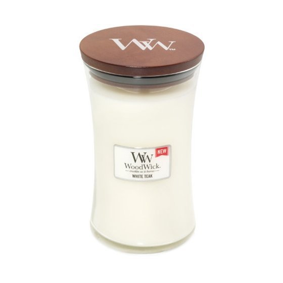 Świeca zapachowa WoodWick - White Teak, Teck Blanc - Duża świeca