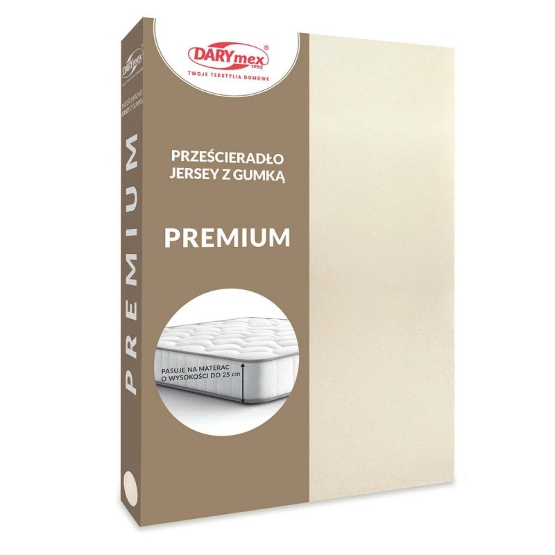 Prześcieradło Jersey PREMIUM na wysoki materac 180x200 na gumkę wz. 047 jasny beż