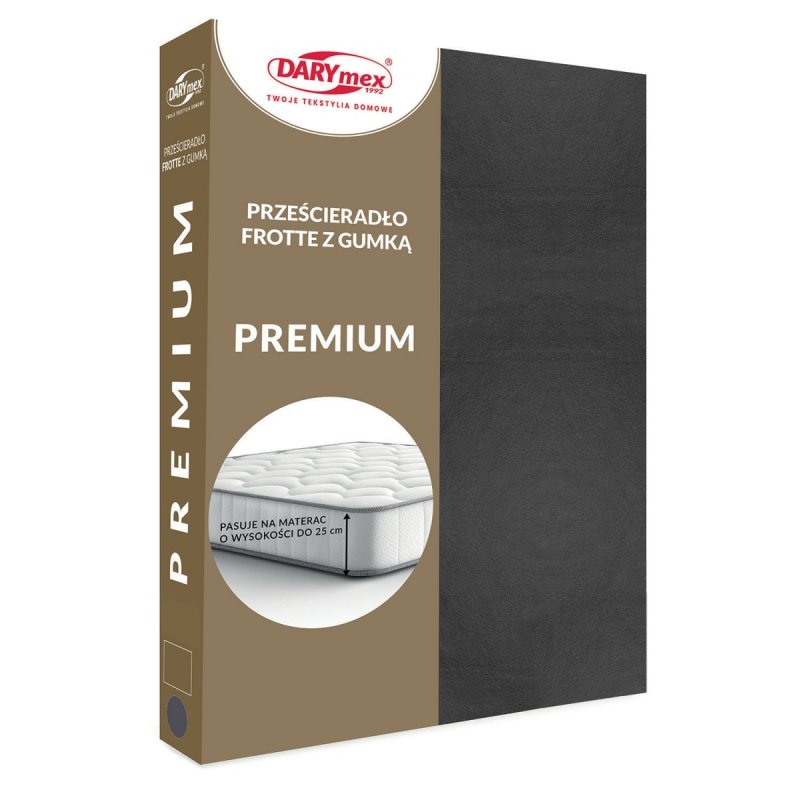 Prześcieradło Frotte PREMIUM na wysoki materac 180x200 na gumkę wz. 041 antracyt