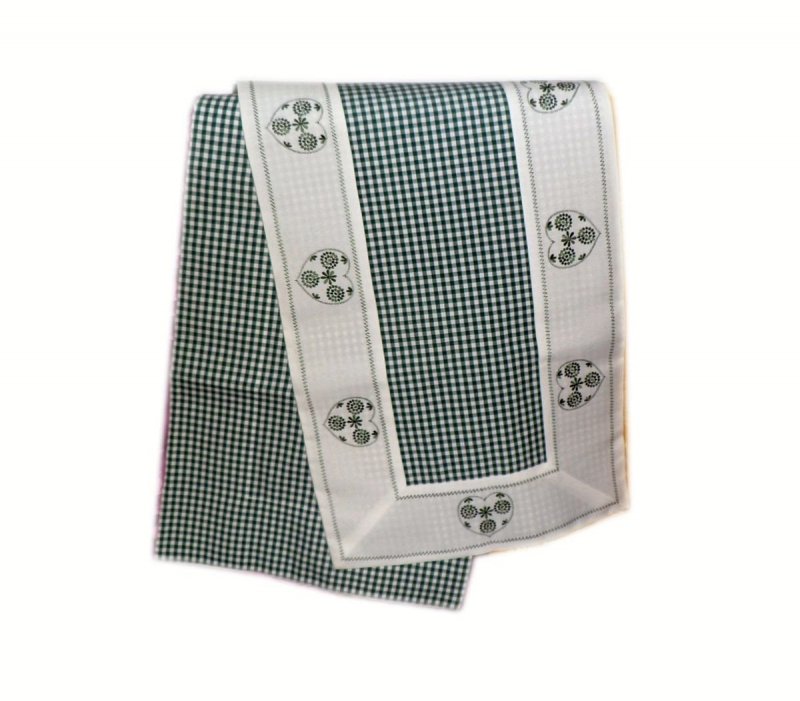 Walentynkowy Ozdobny obrus haftowany rozmiar 40x110 9247 HG Kolor: biało-zielony