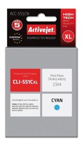 Tusz Activejet ACC-551CN (zamiennik Canon CLI-551C; Supreme; 15 ml; niebieski)