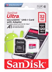 Karta Pamięci SANDISK ULTRA microSDHC 32 GB 120MB/s  + ADAPTER
