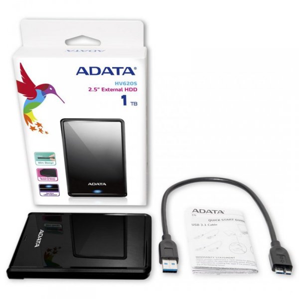 Dysk zewnętrzny HDD ADATA HV620S AHV620S-1TU31-CBK (1 TB; 2.5&quot;; USB 3.0; kolor czarny)