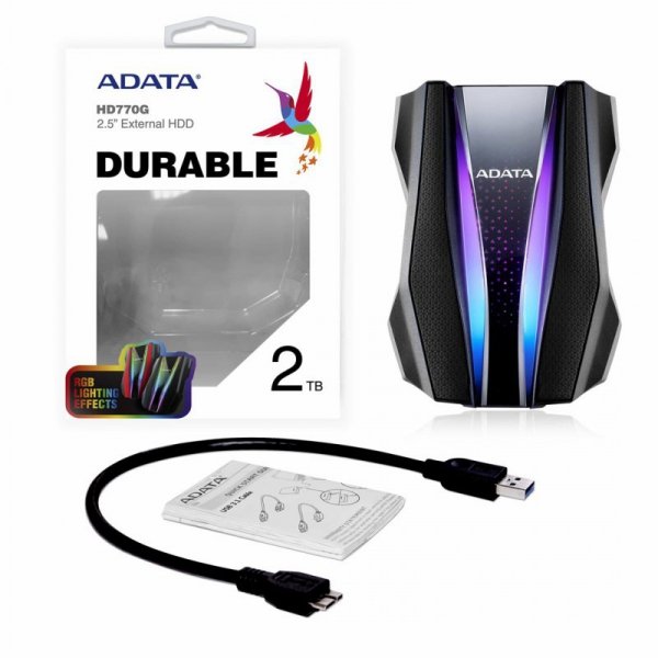 Dysk zewnętrzny HDD ADATA HD770G (2TB; 2.5&quot;; USB 3.2; czarny)