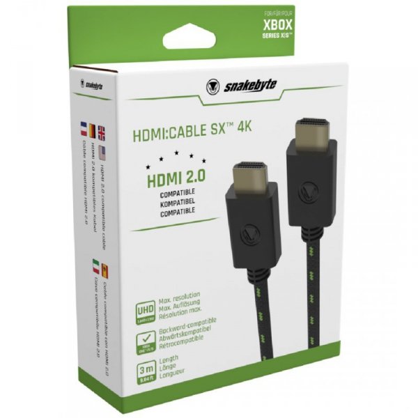 Snakebyte Kabel HDMI 2.0 – HDMI 2.0 Trzymetrowy 4K/8K Czarno zielony