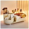 Organizer na pędzle, kosmetyki, ryflowany obrotowy kremowy 34,5x14,7x14,3cm CB56K