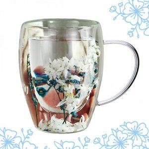 Szklanka termiczna z kwiatami w środku 300ml 1szt - SZK138