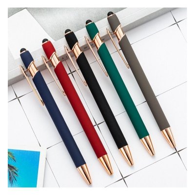 Długopis metalowy, tusz czarny, touch pen soft touch czerń DL01