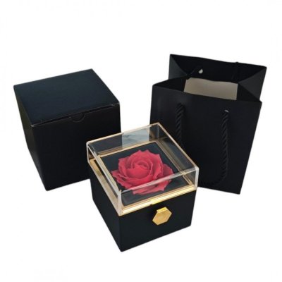 Pudełeczko Walentynkowe Rose Treasure Box na biżuterię mydlana Wieczna Róża Obrotowe PDOZ26CZ