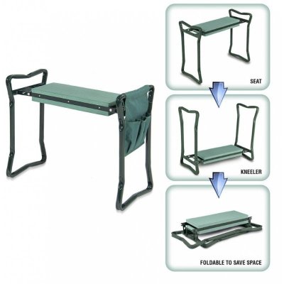 Składany taboret, krzesło, klęcznik ogrodowy 3w1 z kieszonkami 60 x 49 x 25 cm KRT04