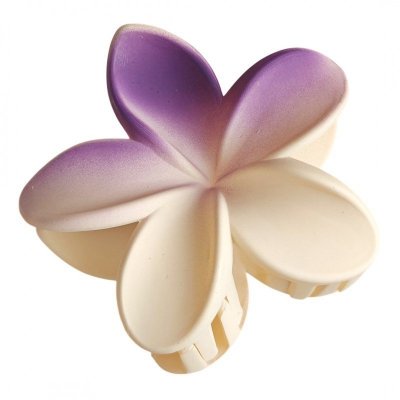 Spinka do włosów klamra XL kwiat OMBRE matowy kremowy z fioletem 7,5 x 8cm SP402
