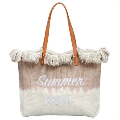 TORBA PLAŻOWA, wakacyjna BOHO Z frędzlami brązowa ombre, na zakupy TP14BR