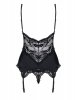 Bielizna-810-COR-1 gorset i stringi czarny  S/M