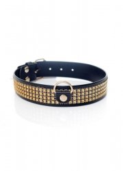 Fetish Boss Series Collar with crystals 3 cm gold