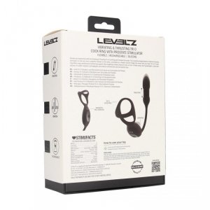 Vibrating and Thrusting Silicone Tri O Cockring with Prostate Stimulator - Black