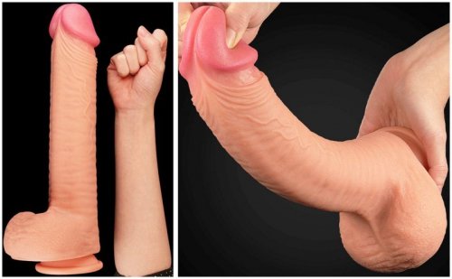 12&quot; Dual Layered Platinum Silicone Cock