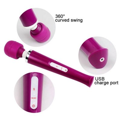 Klasyczny Sex Masażer USB Magic 32cm 10 Funkcji Pink