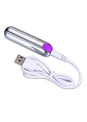 Wibrator-Strong Bullet Vibrator Silver/Purple USB 10 Function