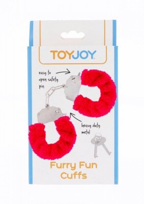 Kajdanki-FURRY FUN CUFFS RED PLUSH