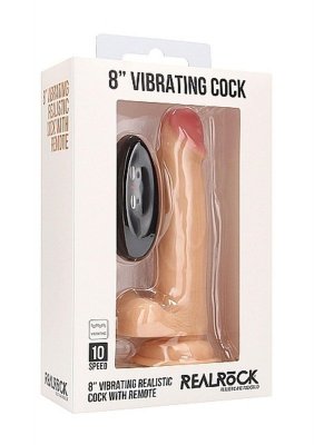 Vibrating Realistic Cock - 8&quot;&quot; - With Scrotum - Skin
