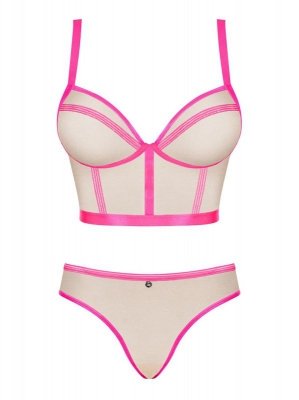 Bielizna-Nudelia top i figi różowe  S/M