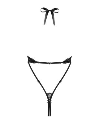 MINIMALISTYCZNE CZARNE SEKSOWNE BODY OTWART KROK S/M