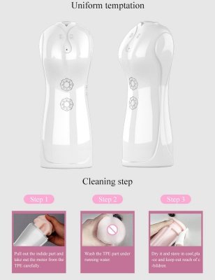Masturbator Pulsacyjny Ssie Efekty Dźwiękowe USB 7+7 Funkcji White