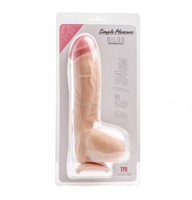 Simple Pleasure dildo z wbudowanym kręgosłupem cyberskóra kolor cielisty 25,5 cm