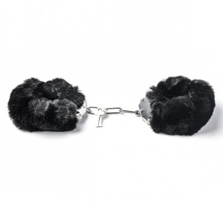 Kajdanki Erotyczne Metalowe Z Futerkiem Czarne