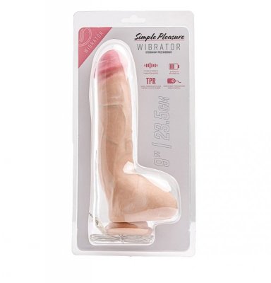 Simple Pleasure wibrator 7 trybów wibracji cyberskóra kolor cielisty 25 cm sterowany przewodowo